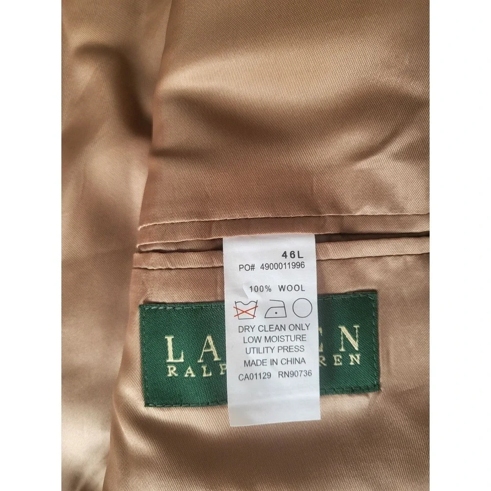 Lauren Ralph Lauren Sports Blazer Men Sz 46 L Wool 2 Button Herringbone Classic